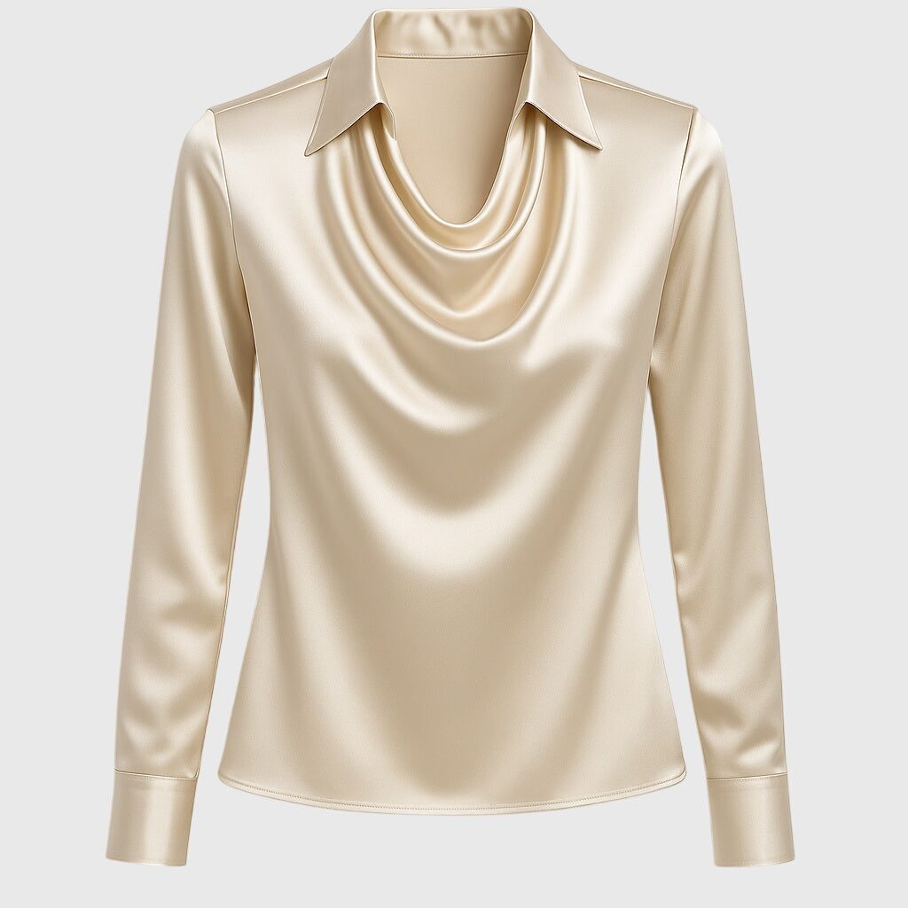 Sanne | Elegante Glanzende Satijnen Blouse
