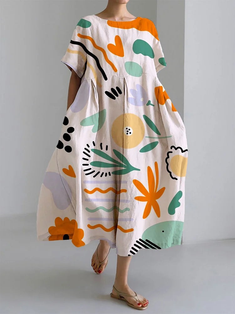 MILENA | Abito lungo e colorato con comfort e stampa artistica per l'estate unica