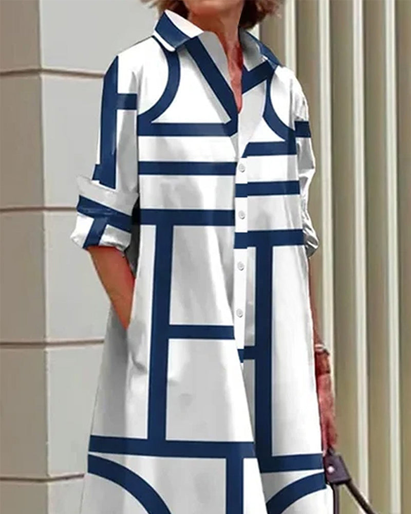 Tessa | Jurk met Zakken en Geometrische Print