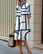Ilsa | Jurk Met Zakken In Geometrische Print 1+1 Gratis
