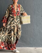 Nina | Losse V-hals Jurk met Print