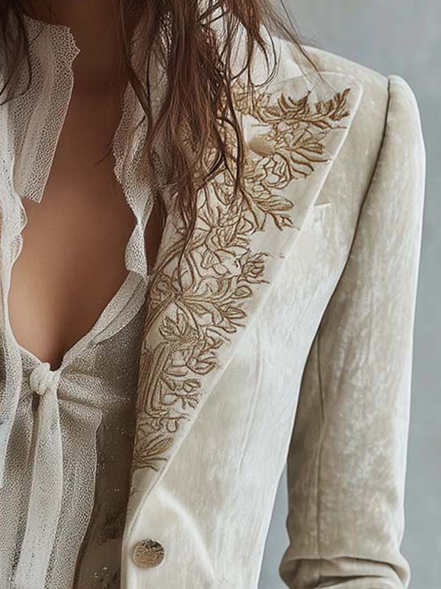 Costanza | Blazer Tailleur Avorio Ricamato