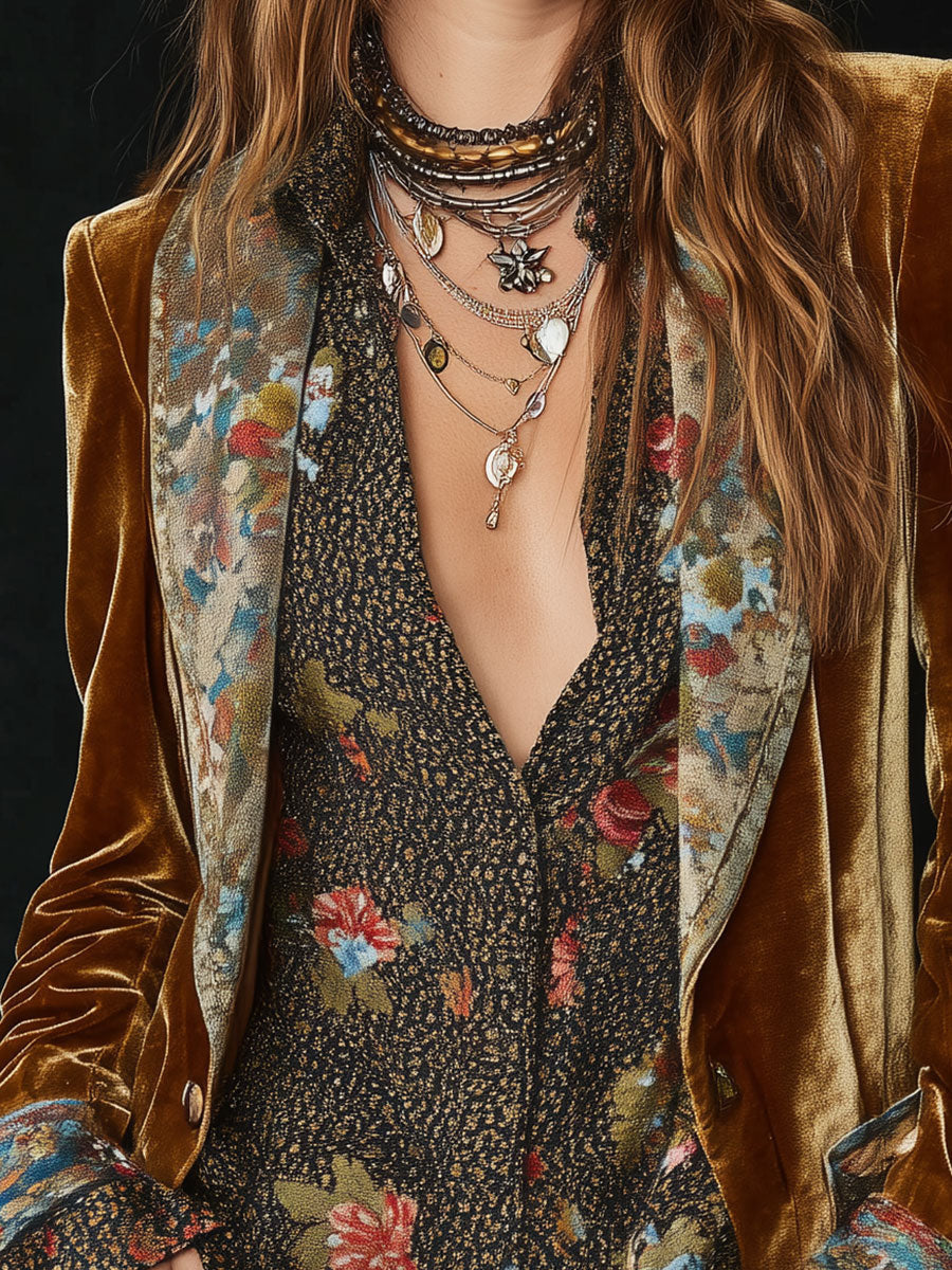 Marcellina | Blazer Patchwork Stampa Floreale Vintage