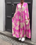Noor | Patchworkjurk met V-hals en Klokmouwen