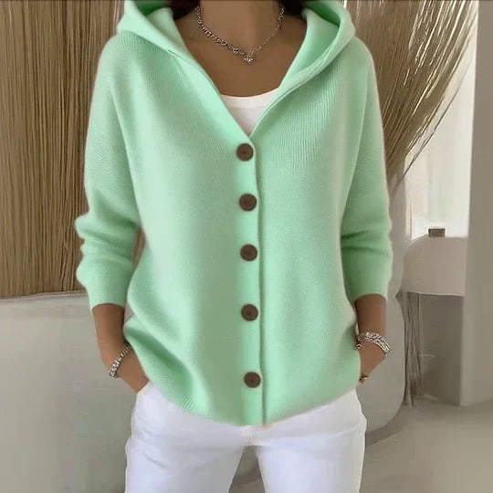 Daniela | Cardigan in Maglia con Cappuccio e Bottoni