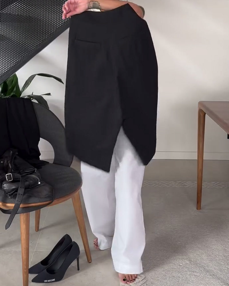 Femke | Eénkleurige Asymmetrische Casual Broek