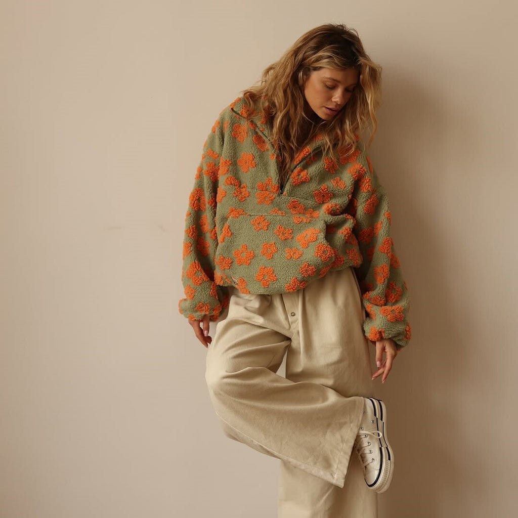 Sophie | Fleece Trui met Bloemenprint