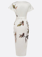 Judy | Abito Midi in Raso a Maniche Corte Bianco