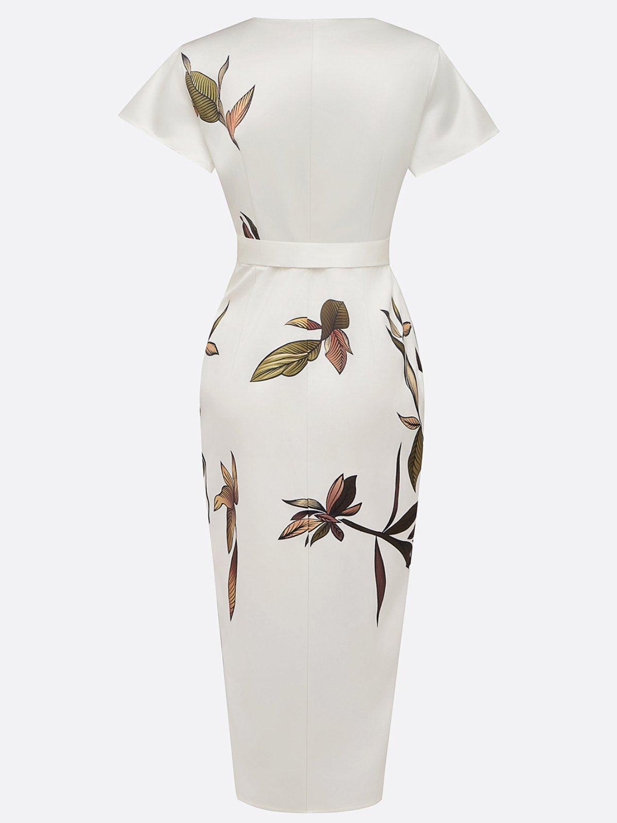 Judy | Abito Midi in Raso a Maniche Corte Bianco