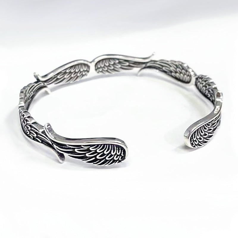 Vintage zilveren armband met engelenvleugels