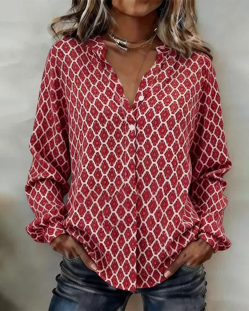 Zeriva™ – Blusa grafica con V-Hals