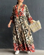 Nina | Losse V-hals Jurk met Print