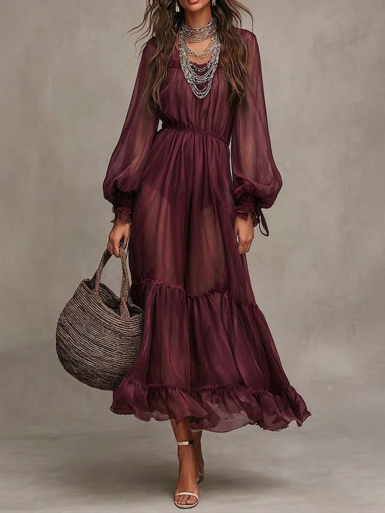 Gerda | Elegante abito midi con scollo a V