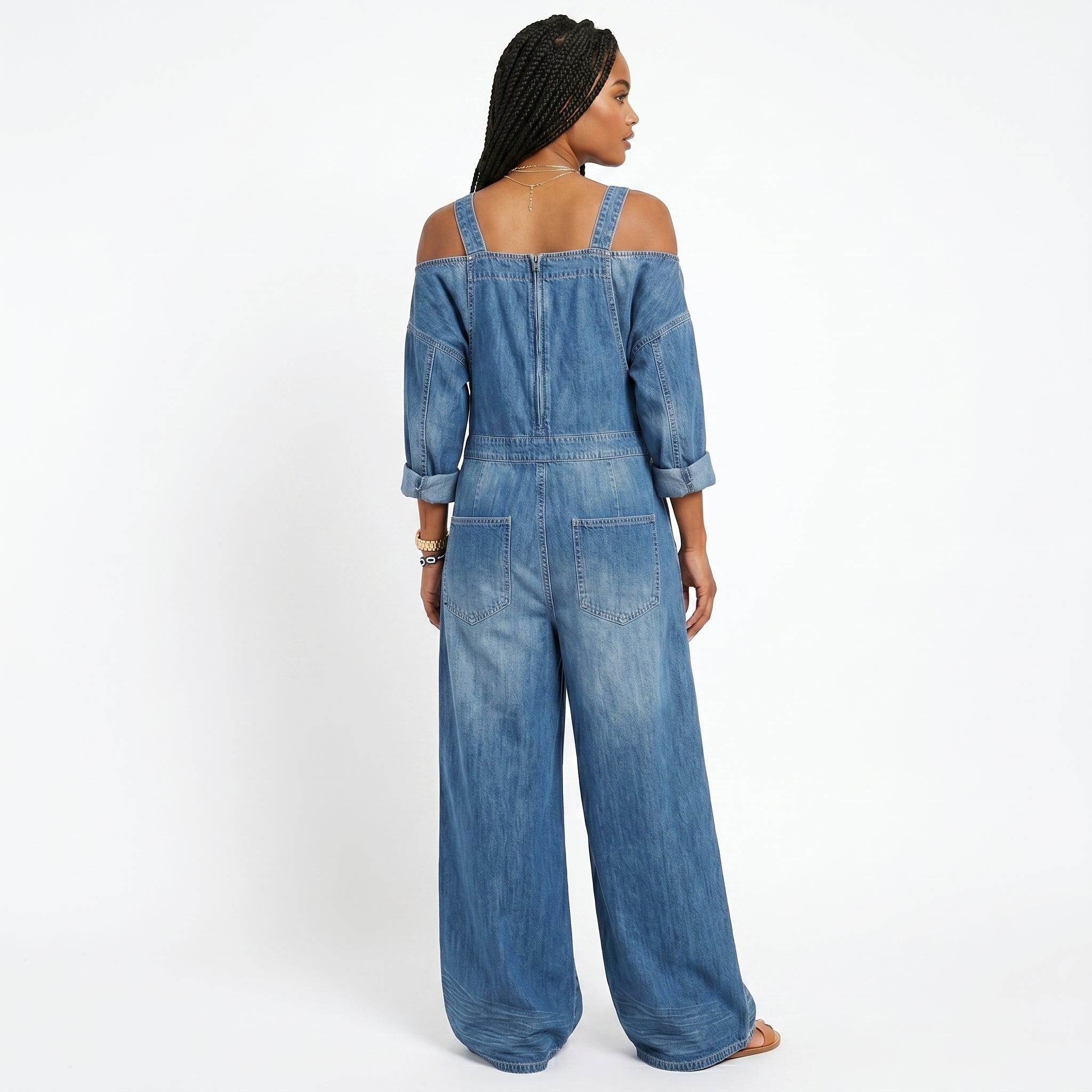 Joana - Tuta di jeans con gonna asimmetrica elegante