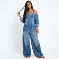 Joana - Tuta di jeans con gonna asimmetrica elegante