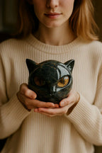 NyxCharm - Mystieke Zwarte Kat Hoofd Sculptuur