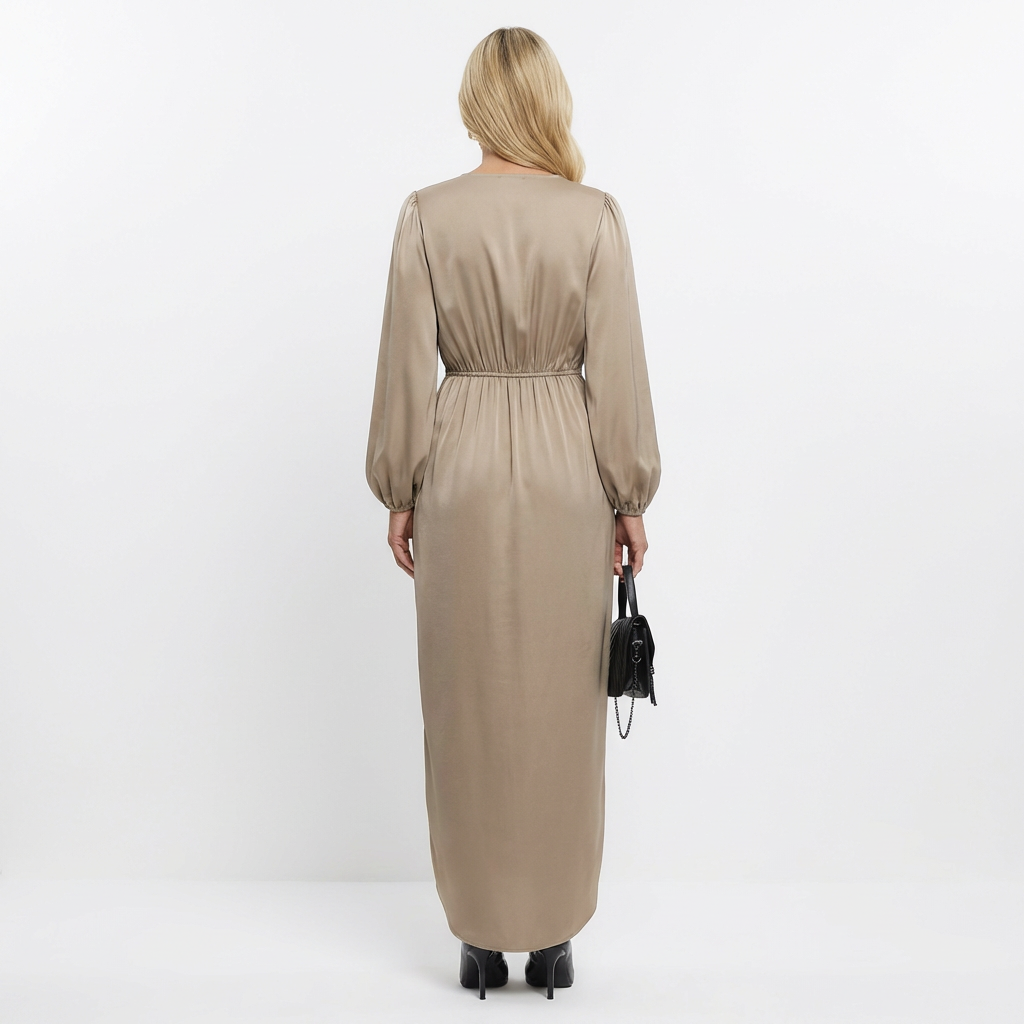 Lange maxi-jurk met gekruiste halslijn