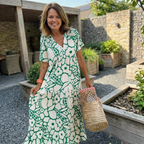 Sara | Losse Jurk met V-hals en Print