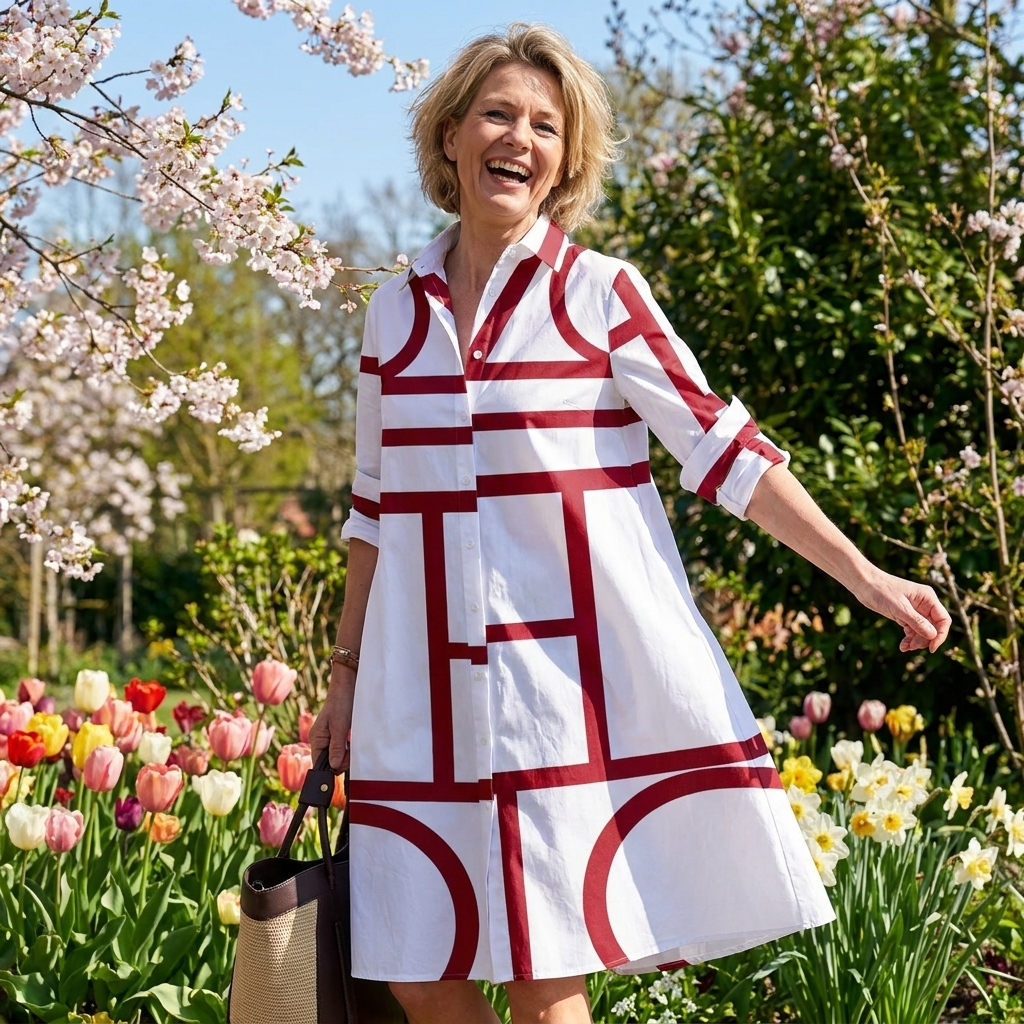 Ilsa | Jurk Met Zakken In Geometrische Print 1+1 Gratis