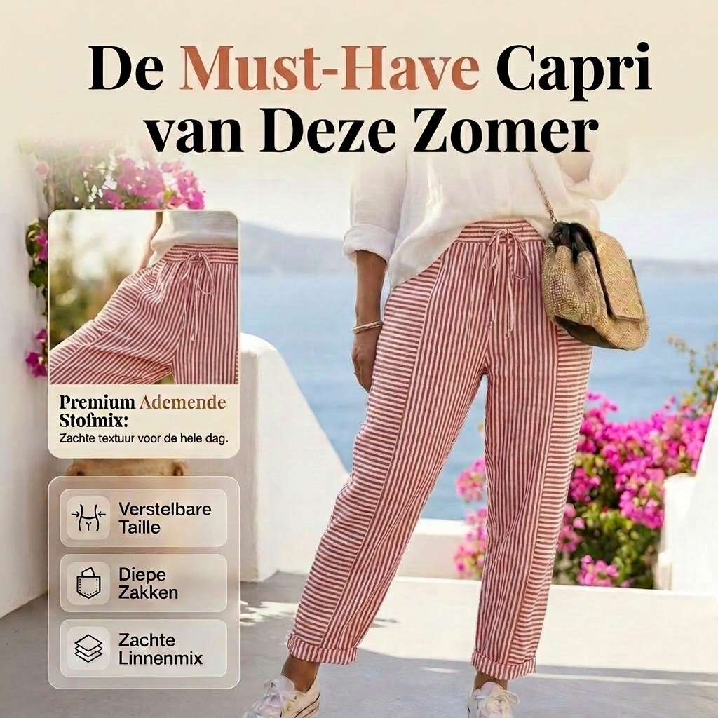 Laluna® | Gestreepte Katoenen Broek