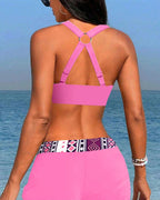 Bikini a coda alta con fantasia geometrica