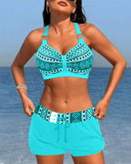 Bikini a coda alta con fantasia geometrica