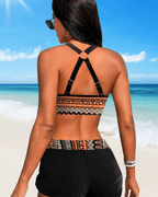 Bikini a coda alta con stampa geometrica