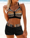 Bikini a coda alta con stampa geometrica