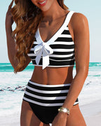 Hoge taille bikini's met strepen