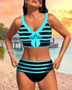 Hoge taille bikini's met strepen