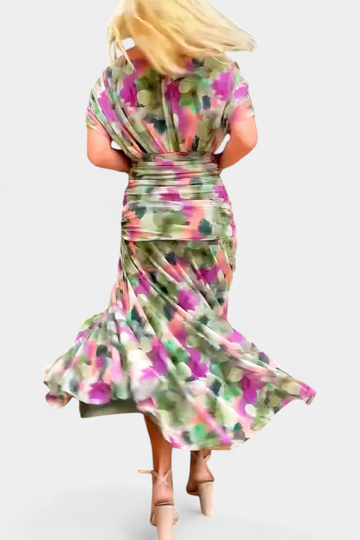 Lotte | Lange Jurk met Bloemenprint en V-halslijn