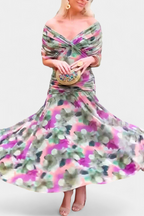 Lotte | Lange Jurk met Bloemenprint en V-halslijn