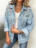 Martina | Giacca in Denim Effetto Pizzo Traforato