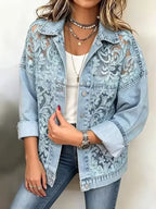 Martina | Giacca in Denim Effetto Pizzo Traforato