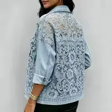 Martina | Giacca in Denim Effetto Pizzo Traforato
