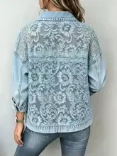 Martina | Giacca in Denim Effetto Pizzo Traforato