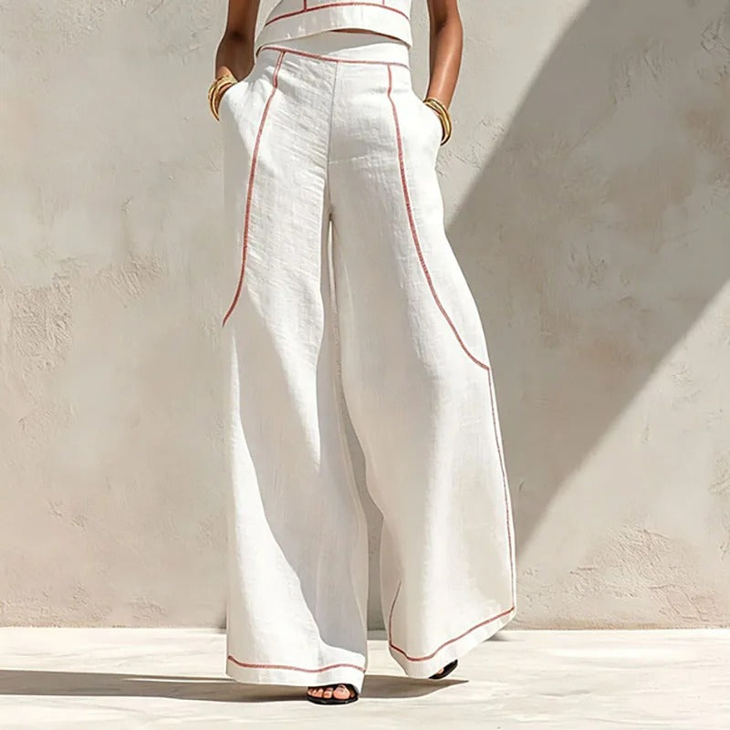 Ines | Completo Due Pezzi Pantalone Palazzo a Contrasto