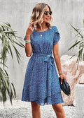 Maylea™ - Korte Blauwe Bohemian Jurk Met Print