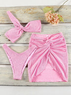 Set bikini monospalla con copricostume