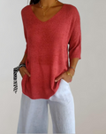 Laluna® | Gebreide Top Met V-Hals