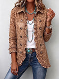 Noemi | Giacca Bohémien Fiorita Vintage Marrone con Rouches