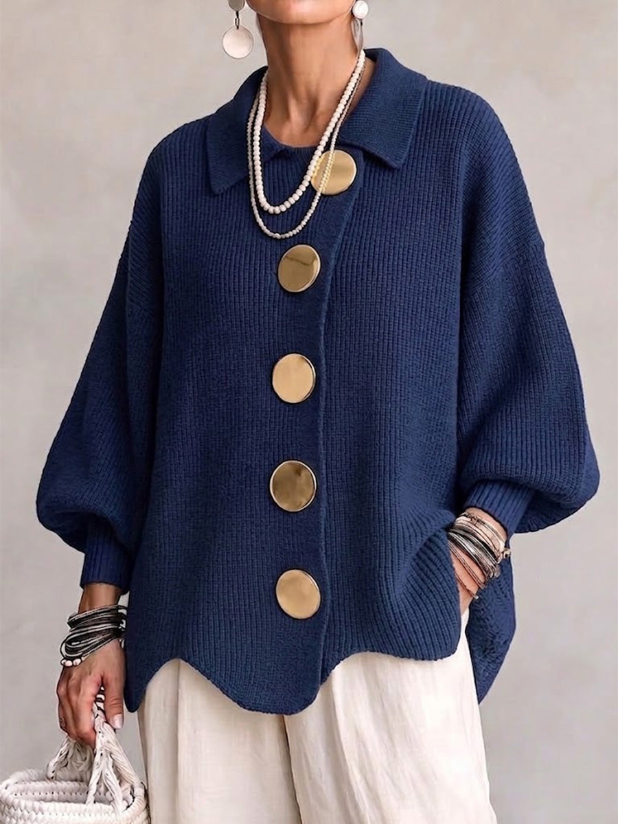 Isadora | Cardigan Oversize con Collo e Bottoni Metallici