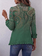 Costanza | Giacca Bohémien Paisley Verde con Rouches