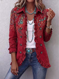 Carlotta | Giacca Bohémien Paisley Rossa con Rouches