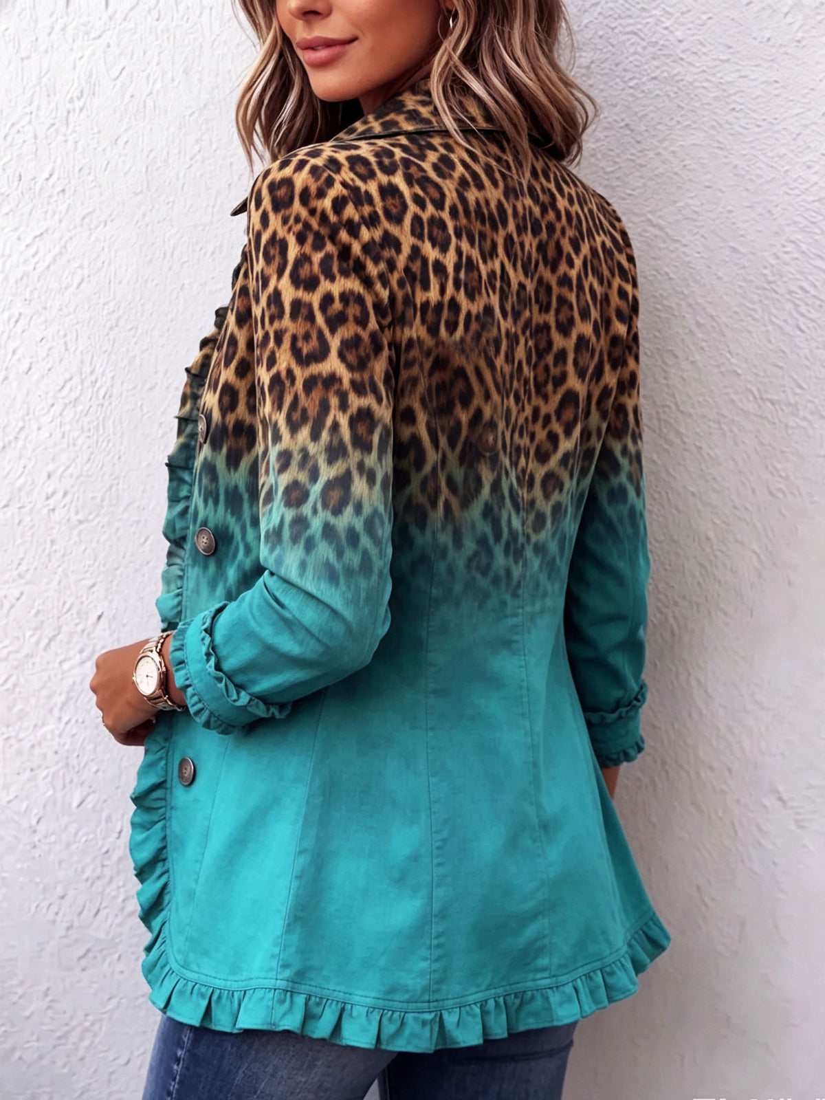 Bice | Blazer Leopardato Sfumato Turchese
