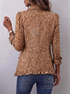 Noemi | Giacca Bohémien Fiorita Vintage Marrone con Rouches