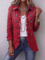 Gaia | Giacca Paisley Sfumata Rossa con Rouches