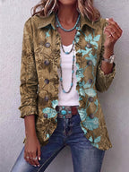 Bianca | Giacca Bohémien Fiorita Vintage Sfumata con Rouches
