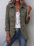 Alessandra | Giacca Bohémien-Chic Ricamata a Fiori Verde Retrò con Rouches
