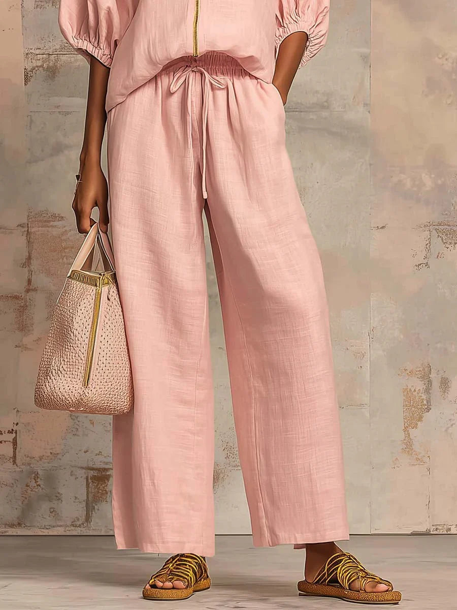 Alba | Set Blouse in Broek con Wijde Pijpen